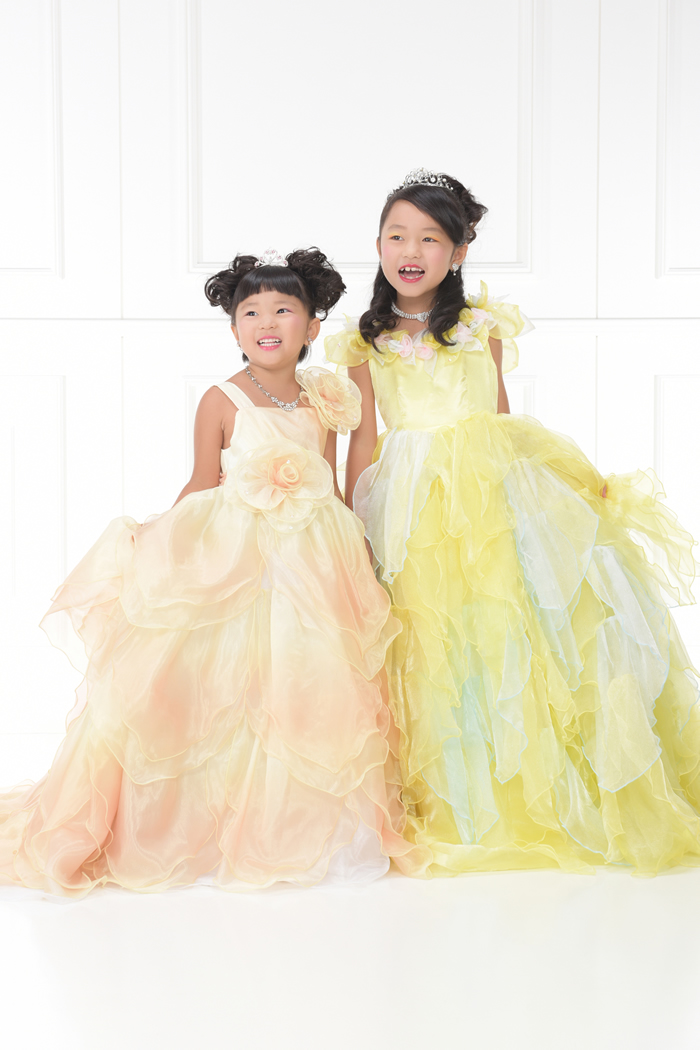 七五三3歳女の子No.18 size100-黄,5歳女の子No.16 size120-黄